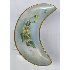 Hand-Painted Schumann Arzberg Bavaria Germany Crescent Signed Yellow Floral Gold